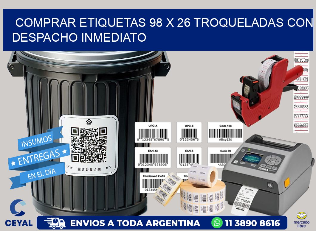 Comprar etiquetas 98 x 26 troqueladas con despacho inmediato