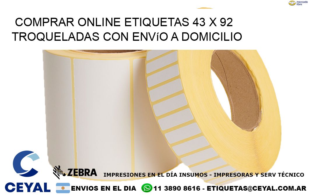 Comprar online etiquetas 43 x 92 troqueladas con envío a domicilio
