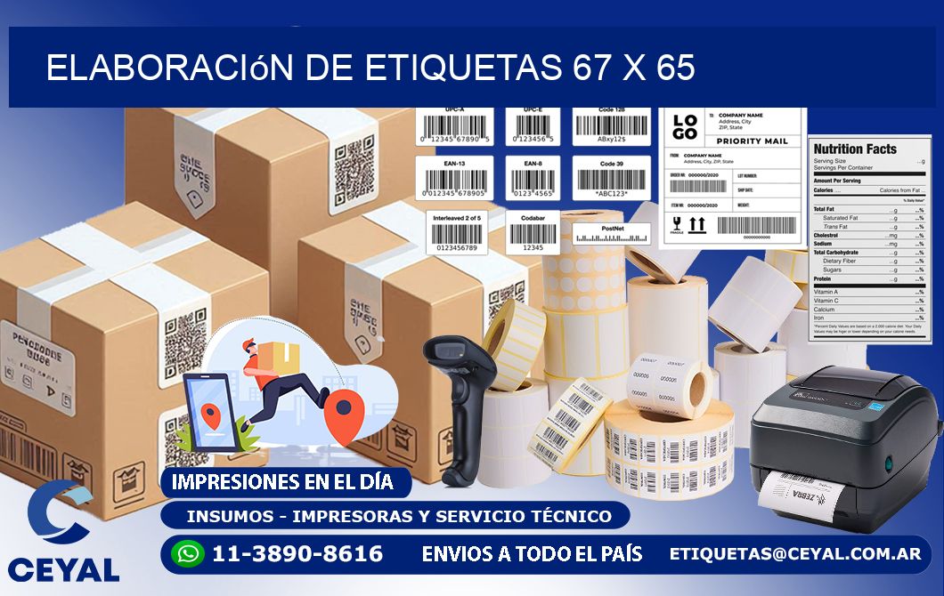 Elaboración de etiquetas 67 x 65