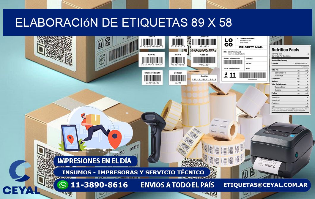 Elaboración de etiquetas 89 x 58