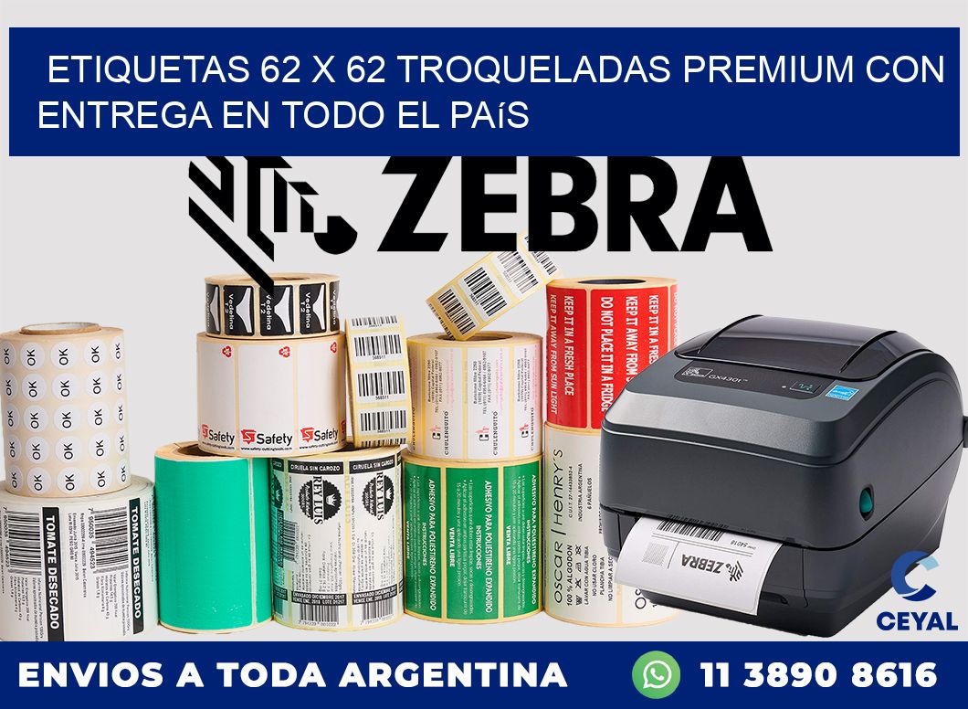 Etiquetas 62 x 62 troqueladas premium con entrega en todo el país