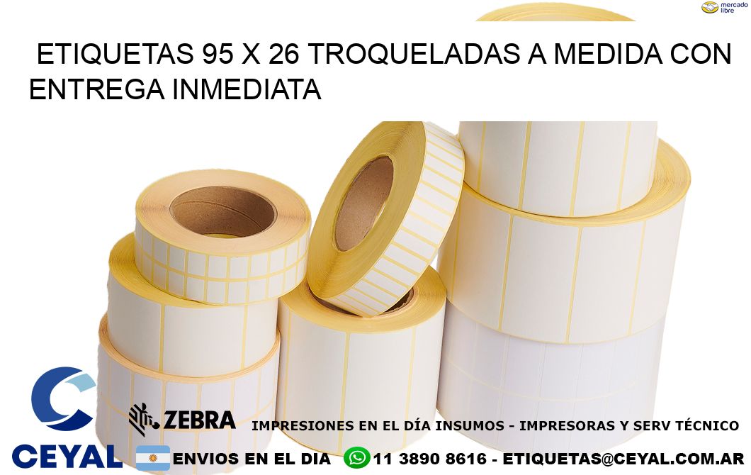 Etiquetas 95 x 26 troqueladas a medida con entrega inmediata