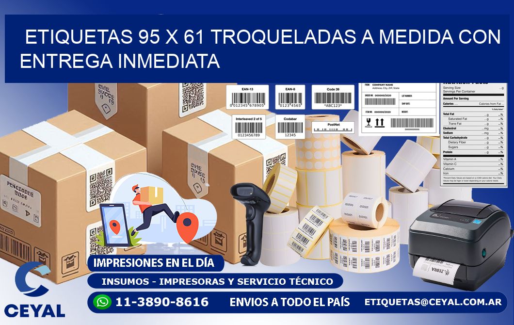 Etiquetas 95 x 61 troqueladas a medida con entrega inmediata