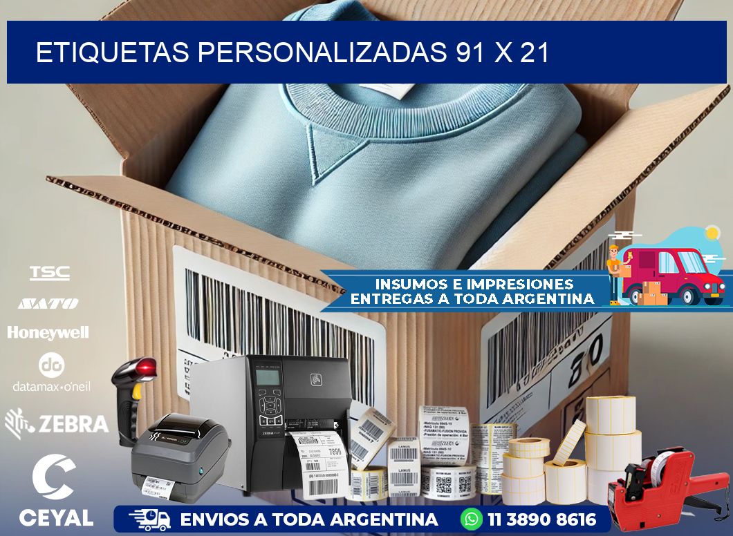 Etiquetas personalizadas 91 x 21