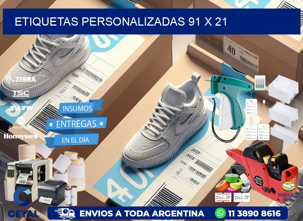 Etiquetas personalizadas 91 x 21