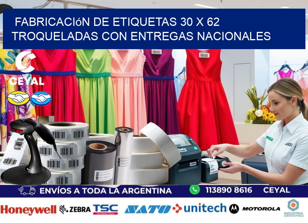 Fabricación de etiquetas 30 x 62 troqueladas con entregas nacionales