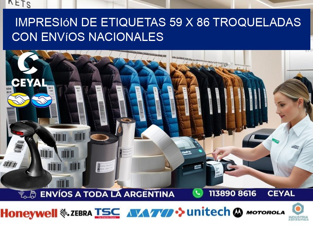 Impresión de etiquetas 59 x 86 troqueladas con envíos nacionales