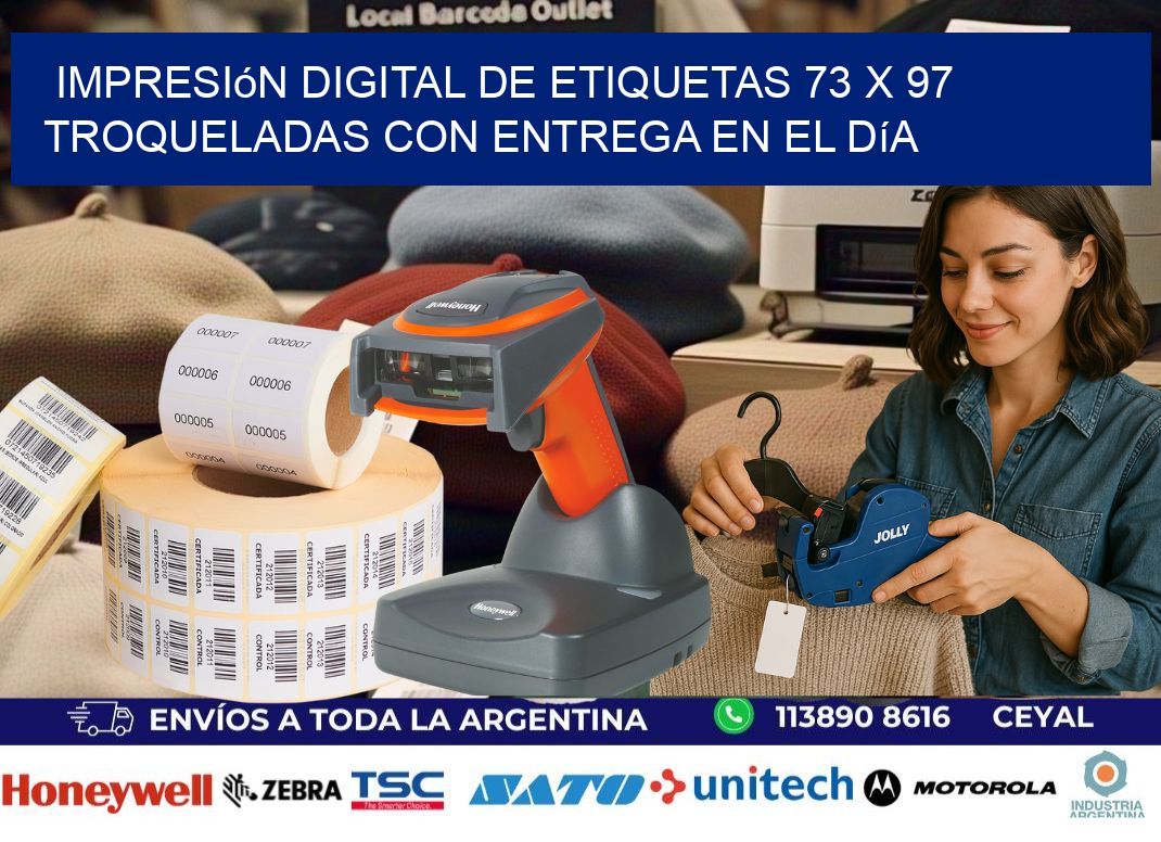 Impresión digital de etiquetas 73 x 97 troqueladas con entrega en el día
