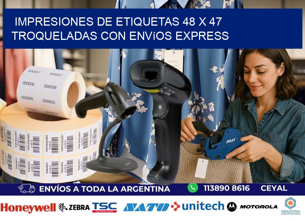 Impresiones de etiquetas 48 x 47 troqueladas con envíos express