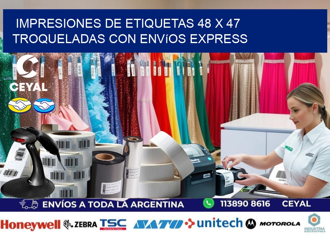 Impresiones de etiquetas 48 x 47 troqueladas con envíos express