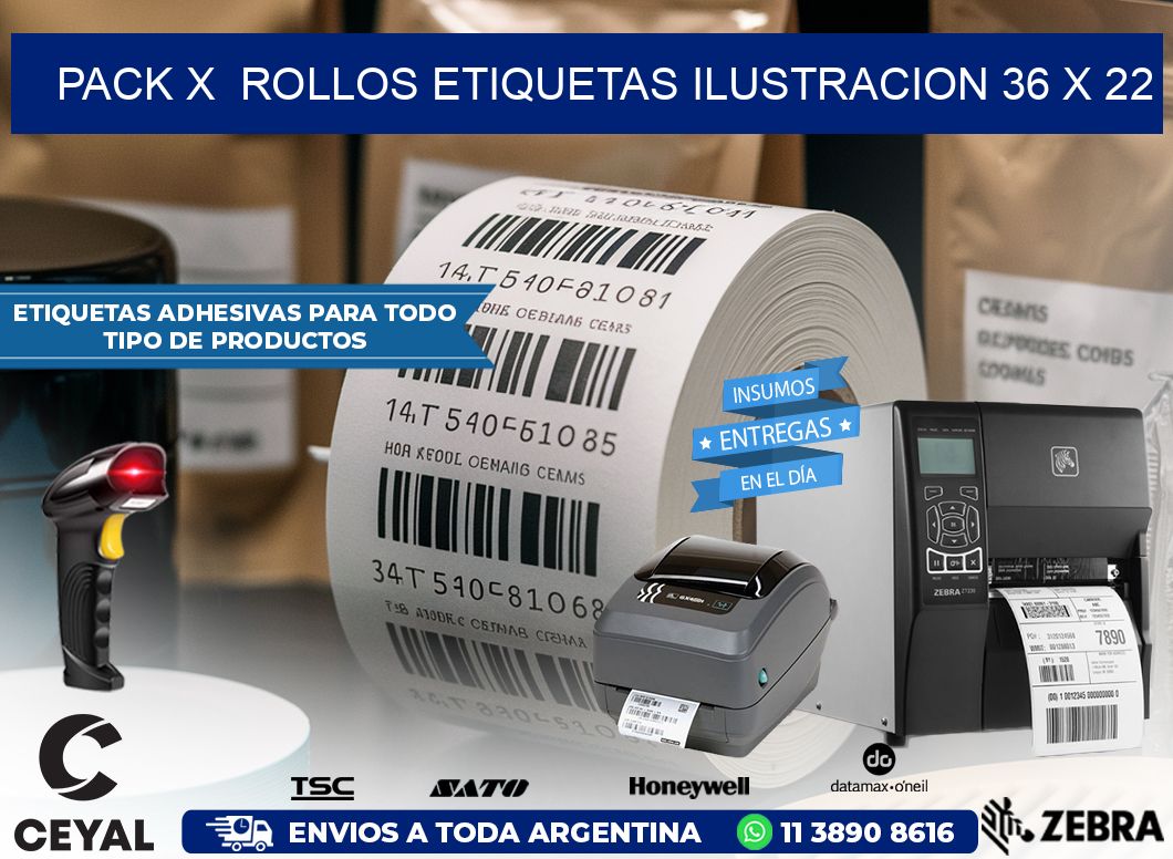 Pack X Rollos Etiquetas Ilustracion 36 x 22