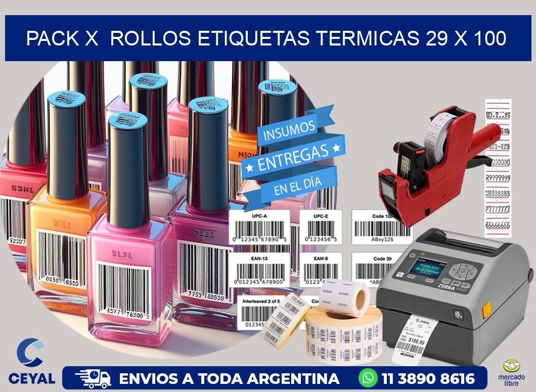 Pack X Rollos Etiquetas termicas 29 x 100