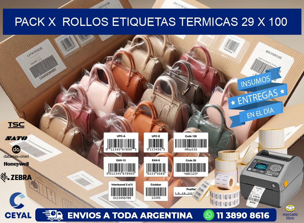 Pack X Rollos Etiquetas termicas 29 x 100