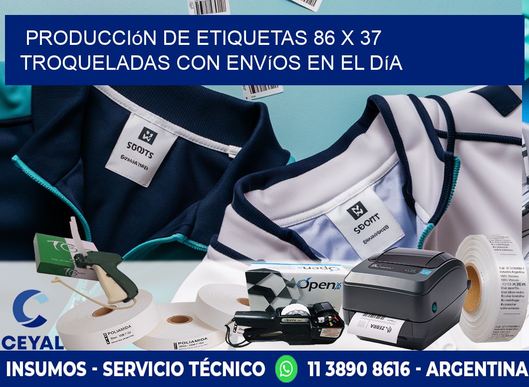 Producción de etiquetas 86 x 37 troqueladas con envíos en el día