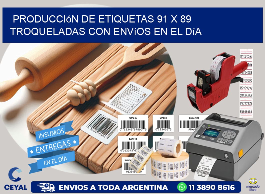 Producción de etiquetas 91 x 89 troqueladas con envíos en el día