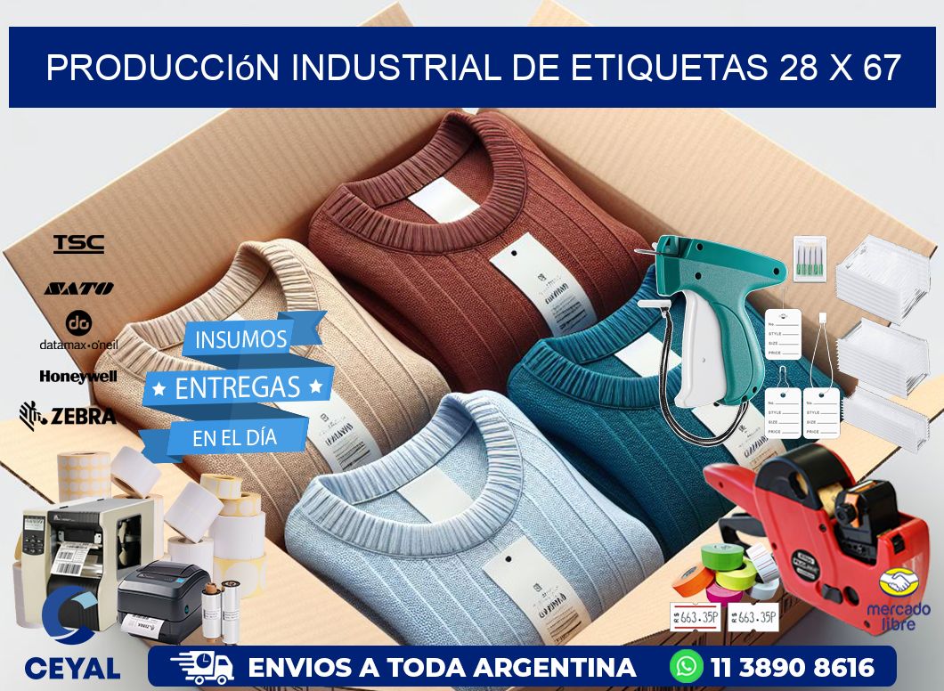 Producción industrial de etiquetas 28 x 67