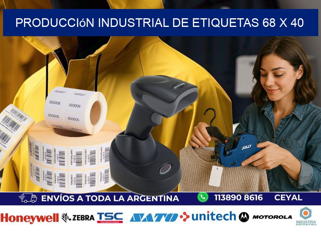 Producción industrial de etiquetas 68 x 40