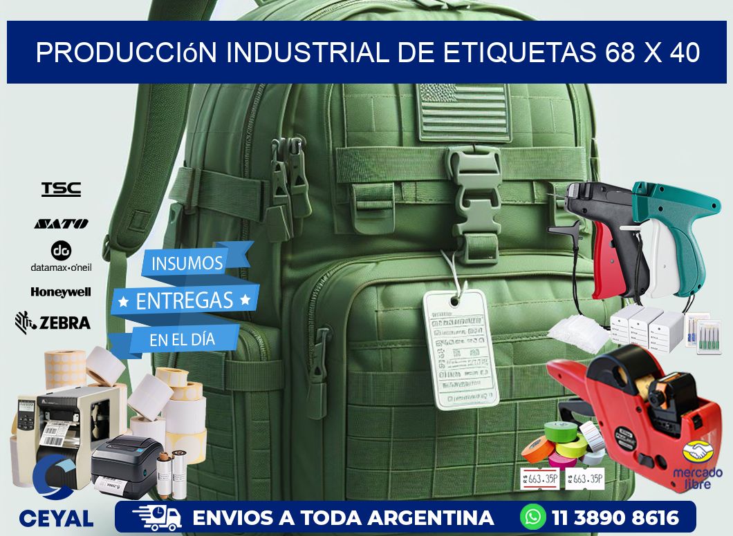 Producción industrial de etiquetas 68 x 40