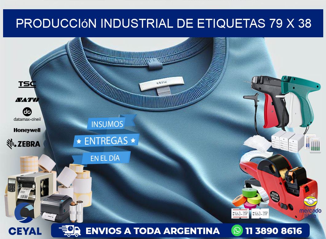 Producción industrial de etiquetas 79 x 38
