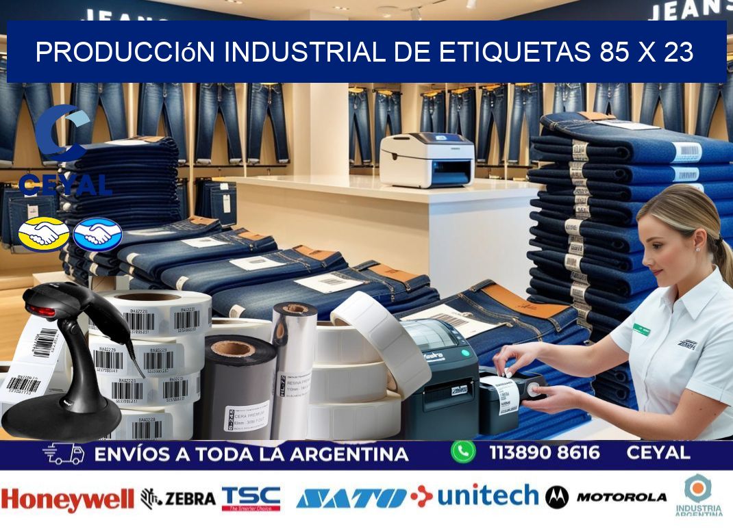 Producción industrial de etiquetas 85 x 23