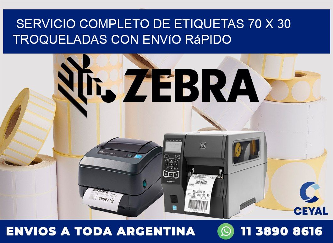 Servicio completo de etiquetas 70 x 30 troqueladas con envío rápido