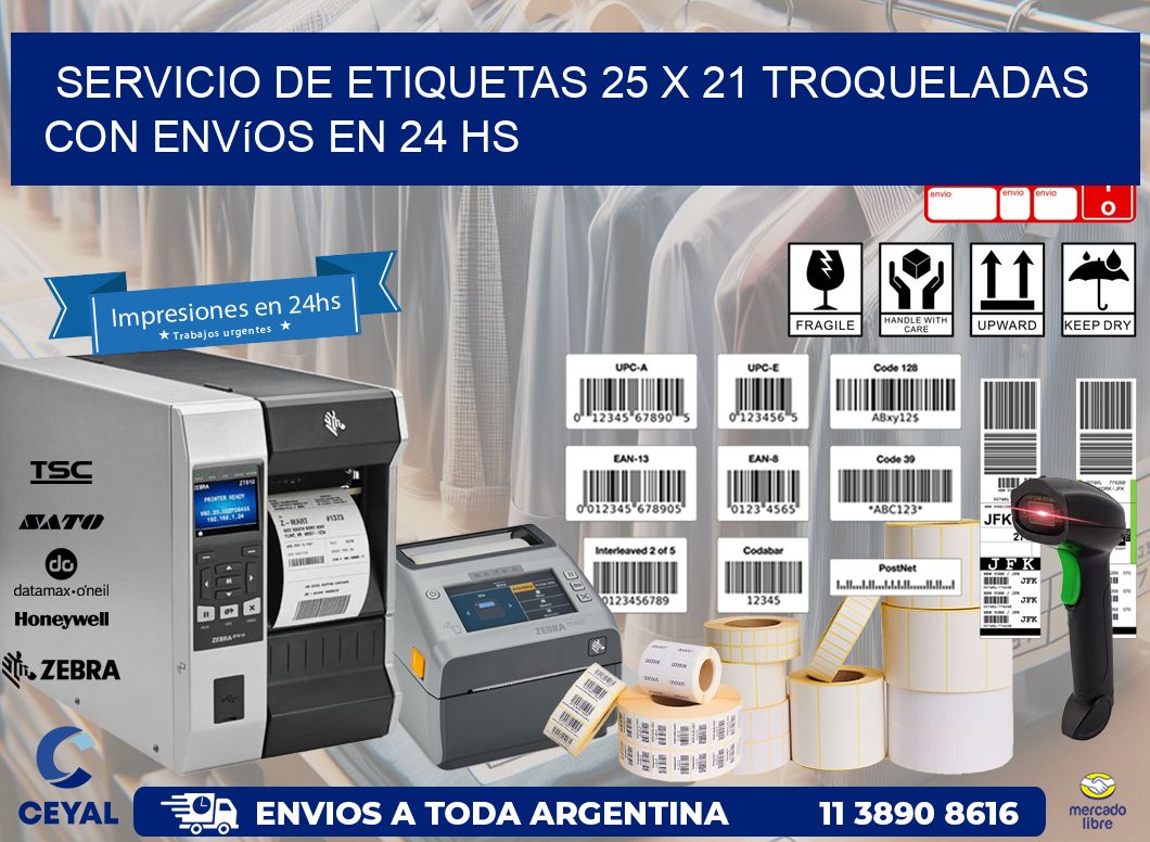 Servicio de etiquetas 25 x 21 troqueladas con envíos en 24 hs