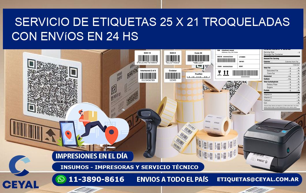 Servicio de etiquetas 25 x 21 troqueladas con envíos en 24 hs