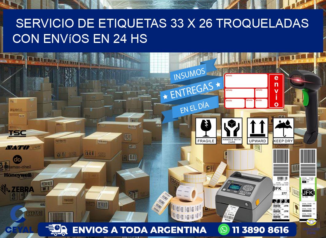 Servicio de etiquetas 33 x 26 troqueladas con envíos en 24 hs