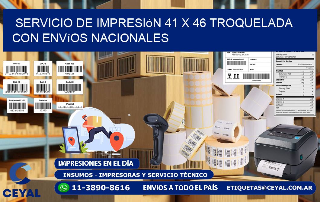 Servicio de impresión 41 x 46 troquelada con envíos nacionales
