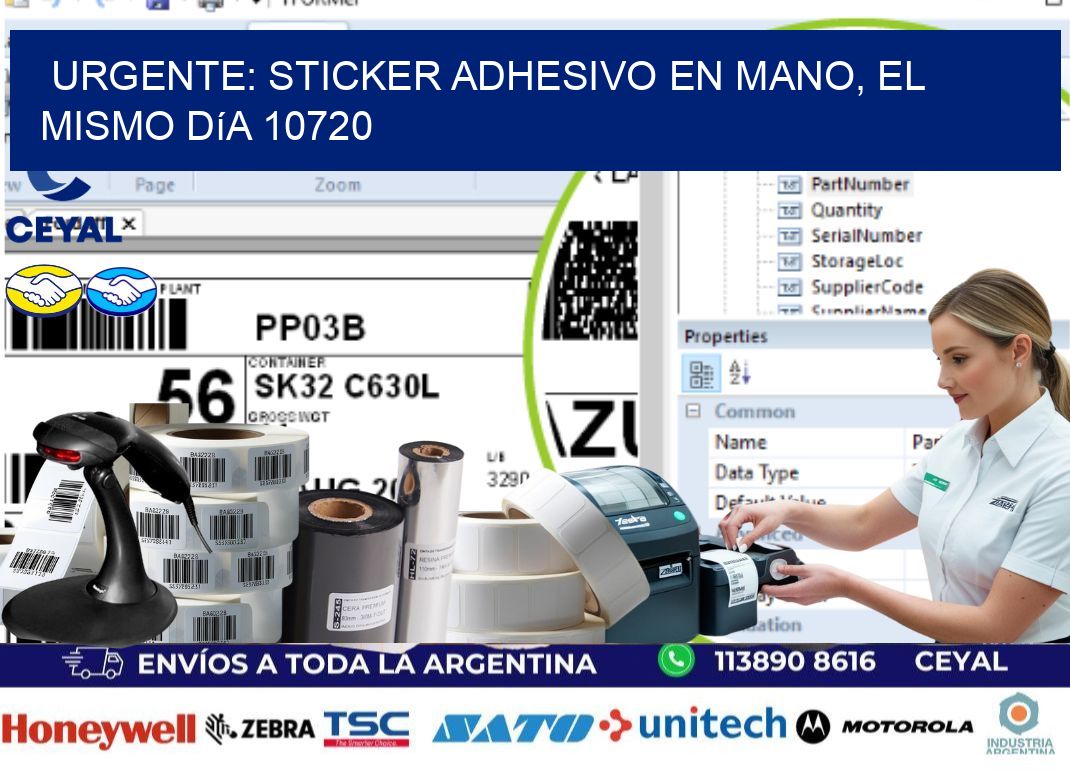 Urgente: Sticker adhesivo en Mano, el Mismo Día 10720