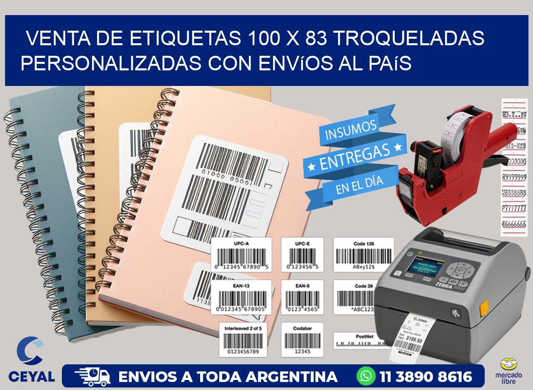 Venta de etiquetas 100 x 83 troqueladas personalizadas con envíos al país