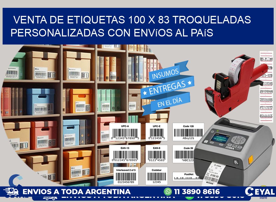 Venta de etiquetas 100 x 83 troqueladas personalizadas con envíos al país