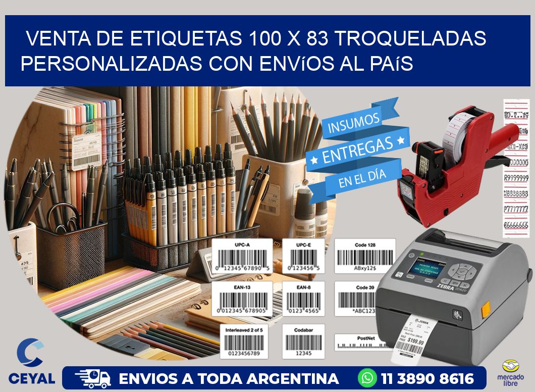 Venta de etiquetas 100 x 83 troqueladas personalizadas con envíos al país