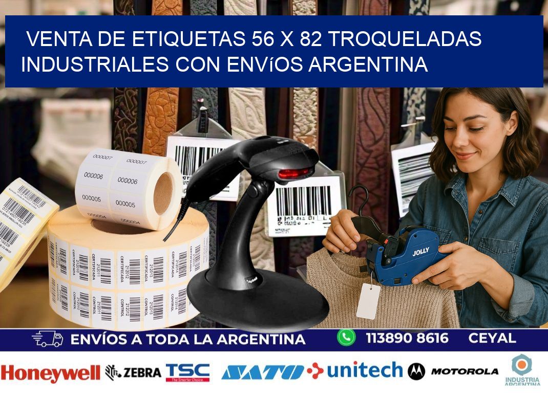 Venta de etiquetas 56 x 82 troqueladas industriales con envíos Argentina