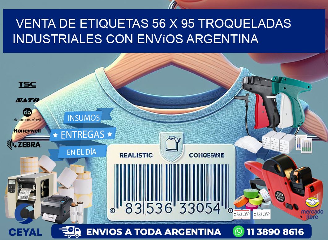 Venta de etiquetas 56 x 95 troqueladas industriales con envíos Argentina