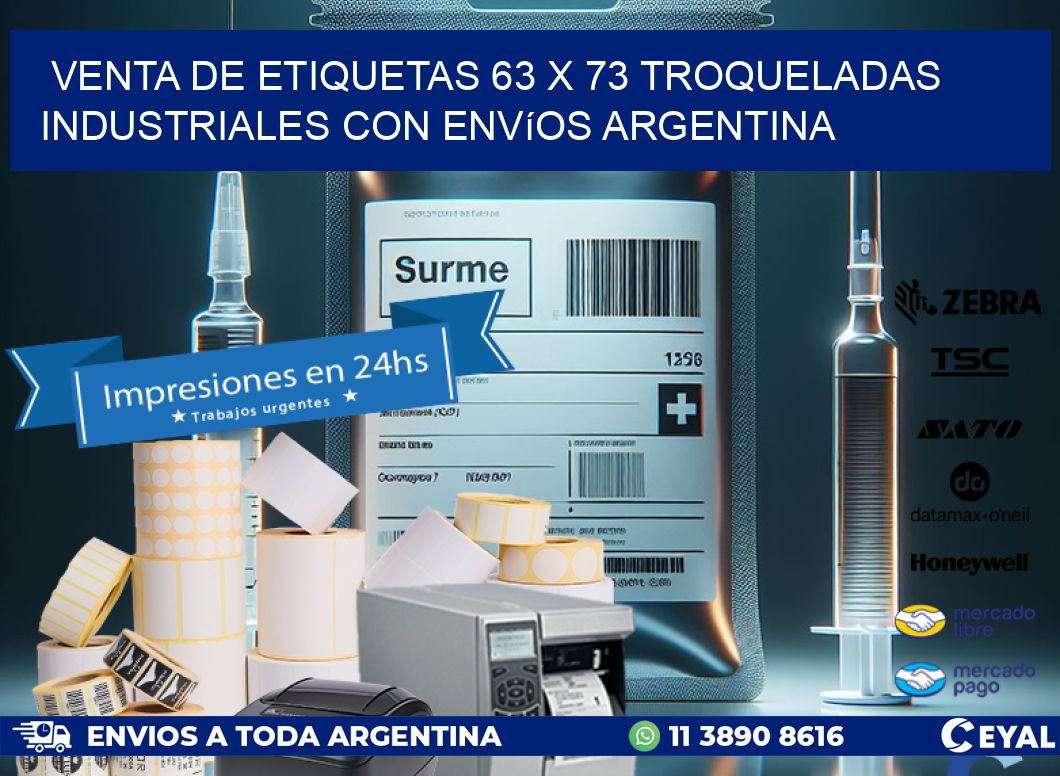 Venta de etiquetas 63 x 73 troqueladas industriales con envíos Argentina