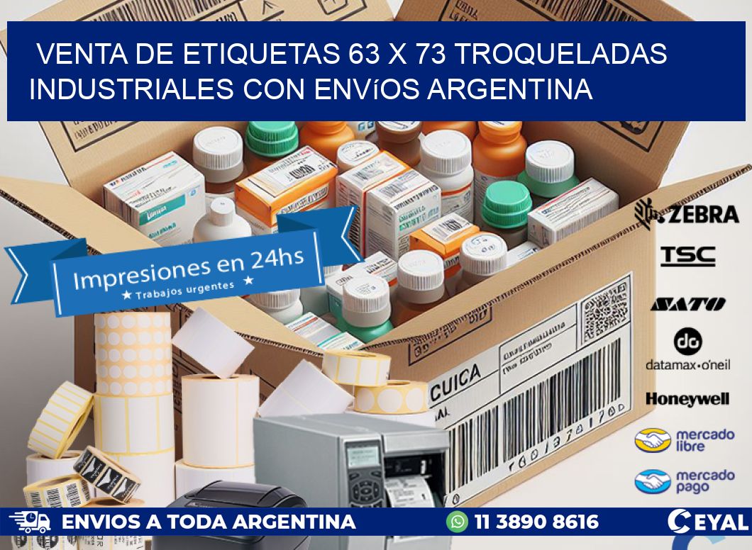 Venta de etiquetas 63 x 73 troqueladas industriales con envíos Argentina
