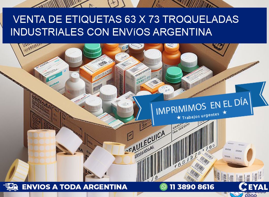 Venta de etiquetas 63 x 73 troqueladas industriales con envíos Argentina
