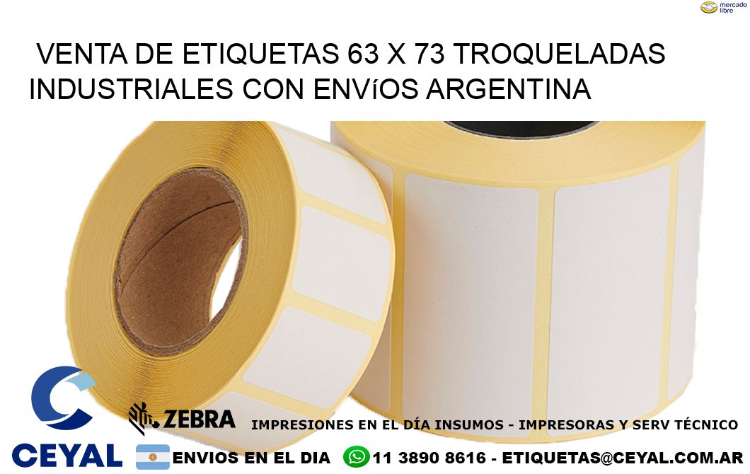 Venta de etiquetas 63 x 73 troqueladas industriales con envíos Argentina