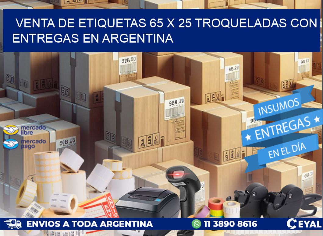 Venta de etiquetas 65 x 25 troqueladas con entregas en Argentina