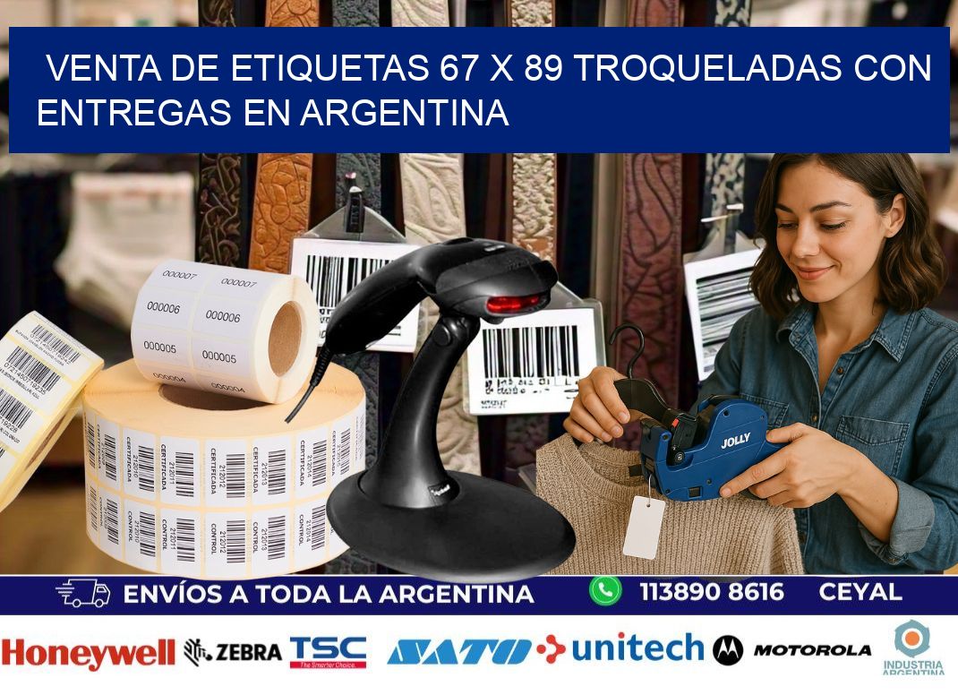 Venta de etiquetas 67 x 89 troqueladas con entregas en Argentina