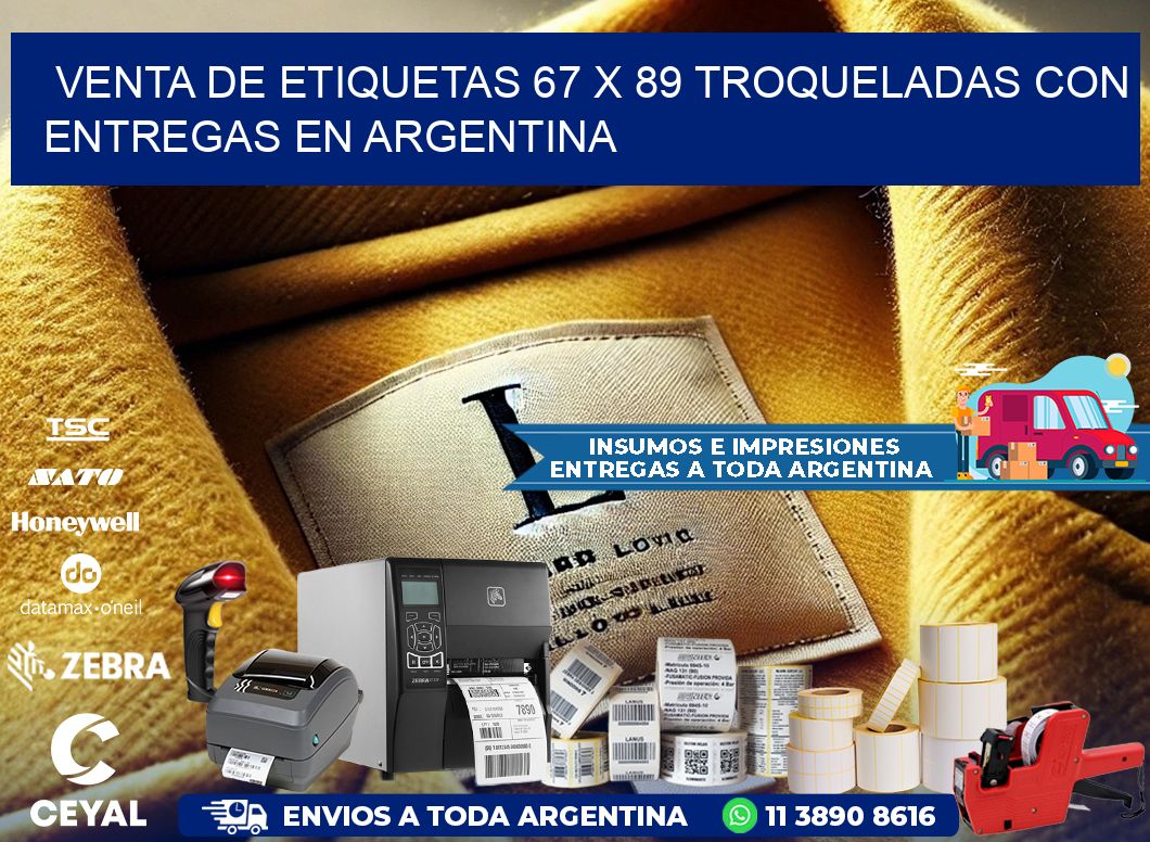 Venta de etiquetas 67 x 89 troqueladas con entregas en Argentina