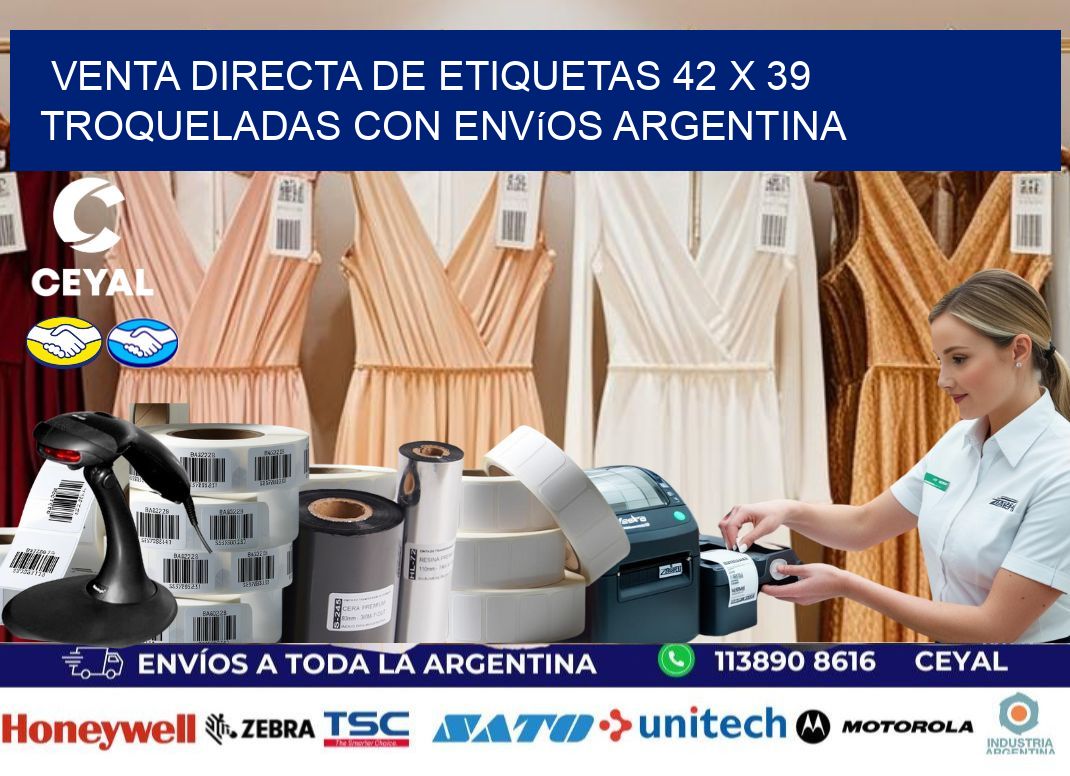 Venta directa de etiquetas 42 x 39 troqueladas con envíos Argentina