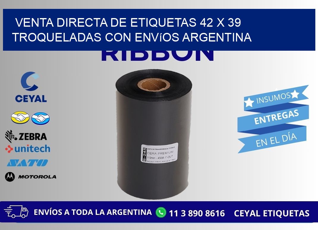 Venta directa de etiquetas 42 x 39 troqueladas con envíos Argentina
