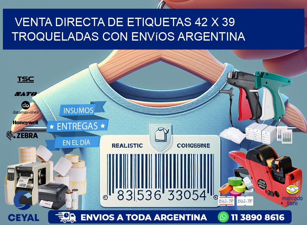 Venta directa de etiquetas 42 x 39 troqueladas con envíos Argentina