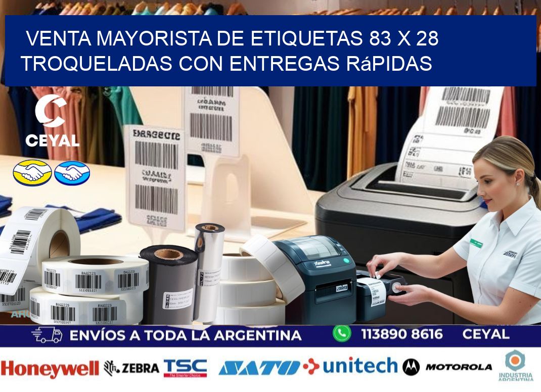 Venta mayorista de etiquetas 83 x 28 troqueladas con entregas rápidas