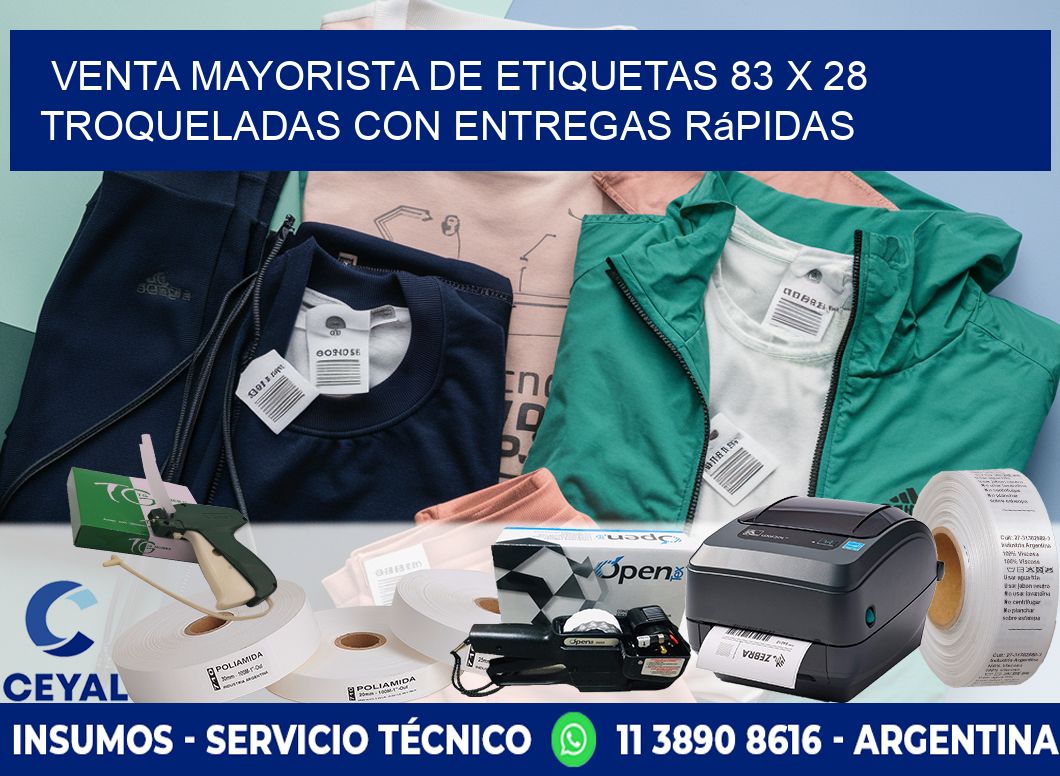 Venta mayorista de etiquetas 83 x 28 troqueladas con entregas rápidas