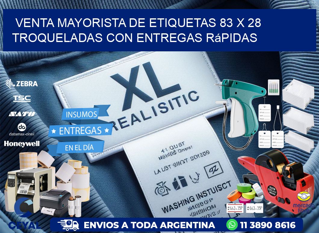 Venta mayorista de etiquetas 83 x 28 troqueladas con entregas rápidas