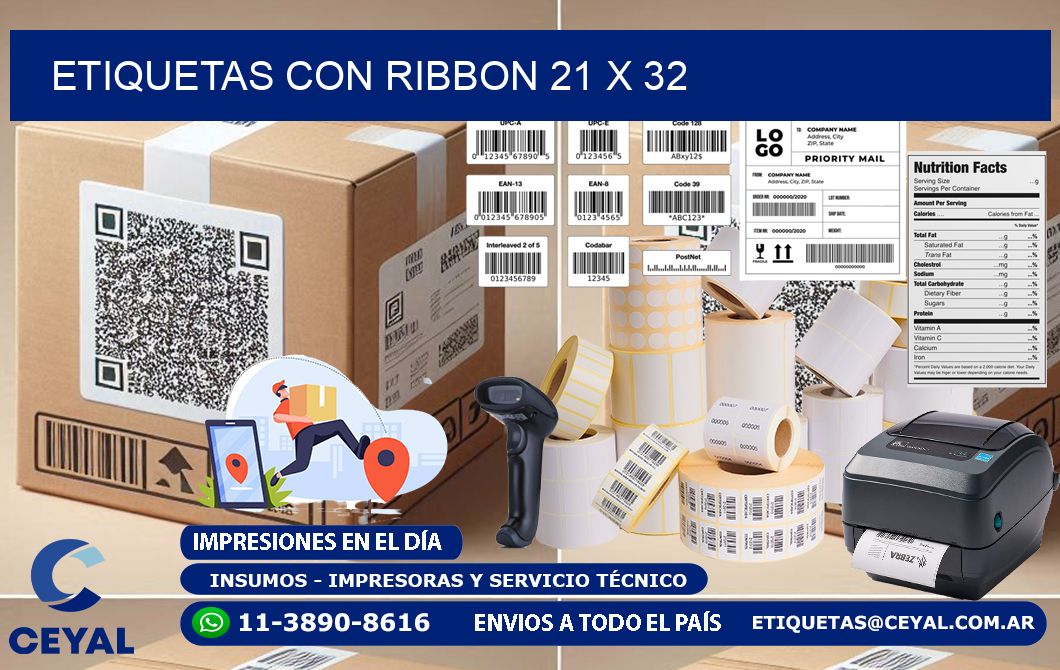 etiquetas con ribbon 21 x 32
