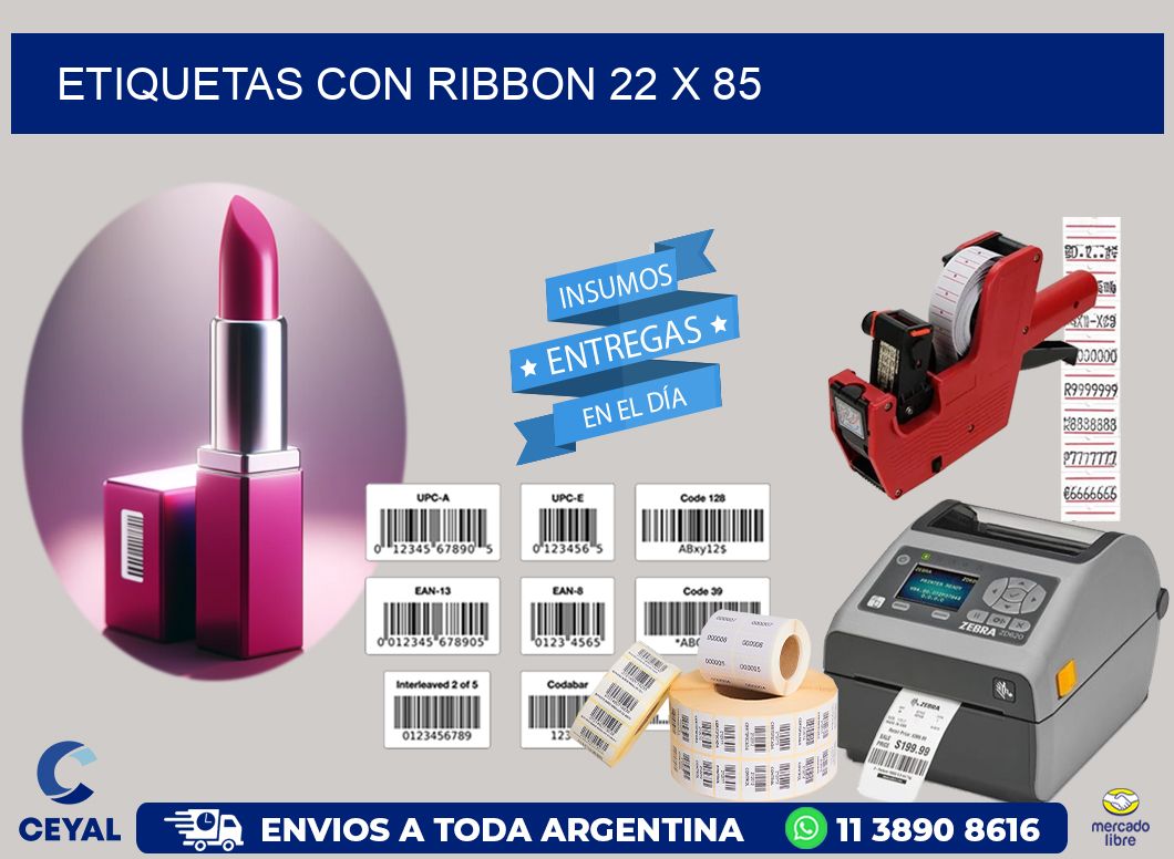 etiquetas con ribbon 22 x 85